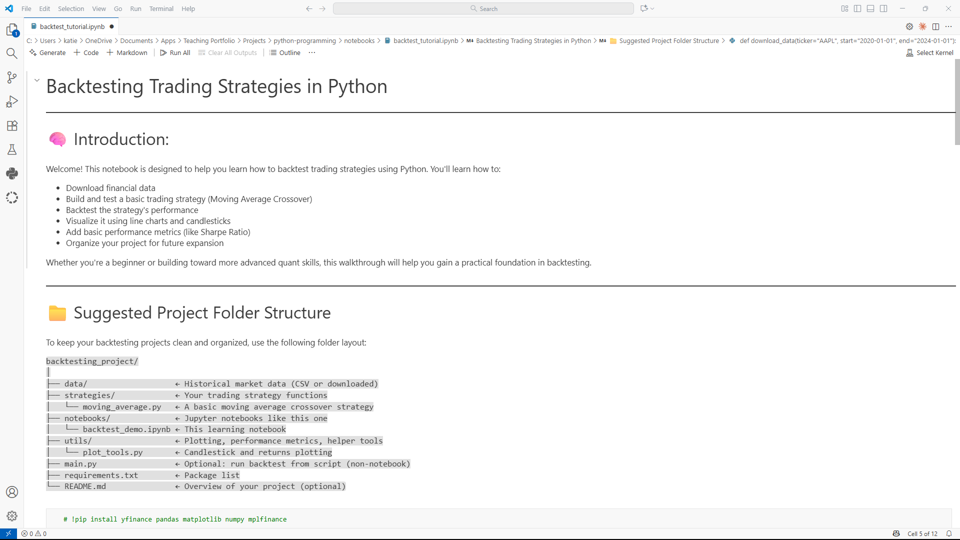 Trading Strategy Backtesting Tutorial
